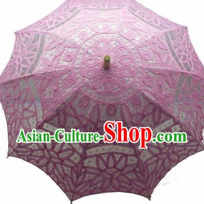 Chinese Traditional Pink Lace Umbrella Photography Prop Handmade Umbrellas