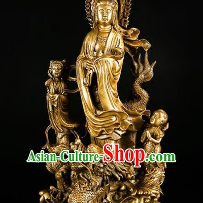 Chinese Traditional Feng Shui Items Buddhism Brass Goddess of Mercy Decoration