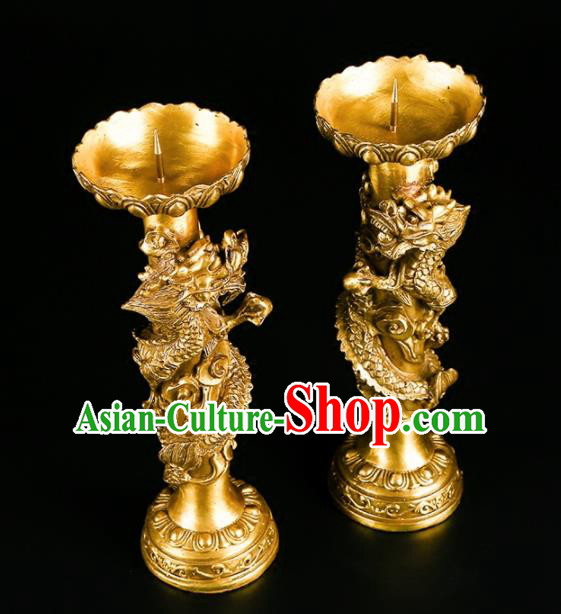 Chinese Traditional Feng Shui Items Buddhism Brass Carving Dragon Candlestick Decoration Chinese Traditional Feng Shui Items Buddhism Brass Carving Dragon Candlestick Decoration