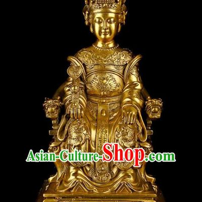 Chinese Traditional Feng Shui Items Taoism Brass Heavenly Queen Mother Statue Decoration