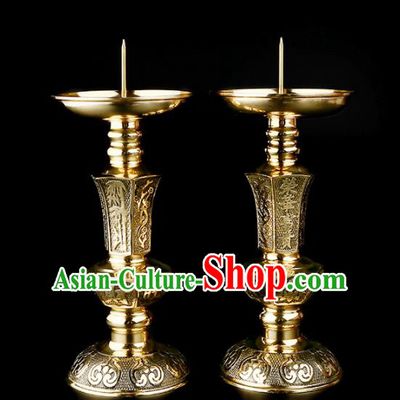 Chinese Traditional Feng Shui Items Taoism Bagua Brass Candlesticks Decoration
