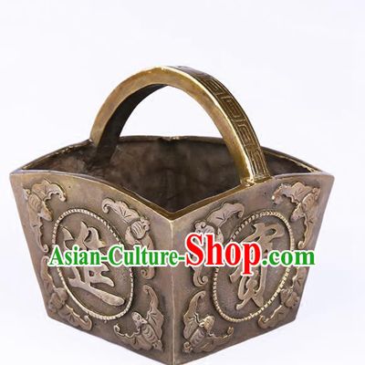 Chinese Traditional Feng Shui Items Buddhism Brass Bucket Decoration