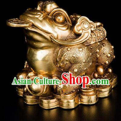 Chinese Traditional Feng Shui Items Taoism Bagua Brass Toad Decoration