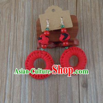 Chinese Traditional Ethnic Jewelry Accessories Red Earrings for Women