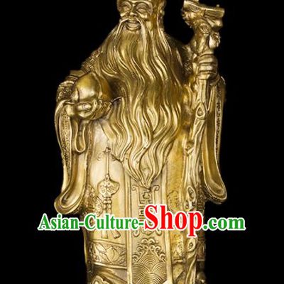 Chinese Traditional Feng Shui Items Taoism Bagua Brass Longevity God Statue Decoration