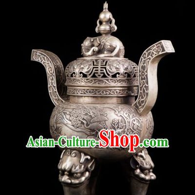 Chinese Traditional Taoism Bagua Cupronickel Incense Burner Feng Shui Items Censer Decoration