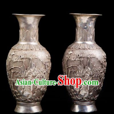 Chinese Traditional Feng Shui Items Taoism Bagua Cupronickel Carving Vase Decoration