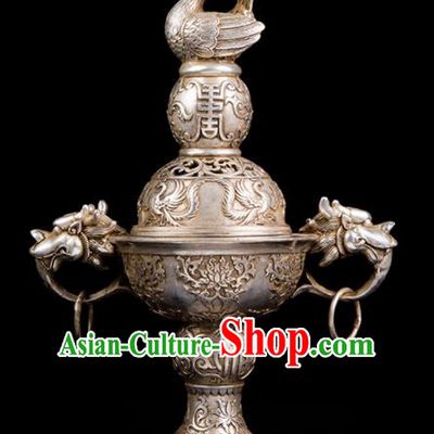 Chinese Traditional Taoism Bagua Cupronickel Bird Incense Burner Feng Shui Items Censer Decoration