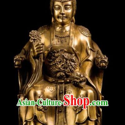 Chinese Traditional Feng Shui Items Taoism Bagua Decoration Brass Queen Mother Statue