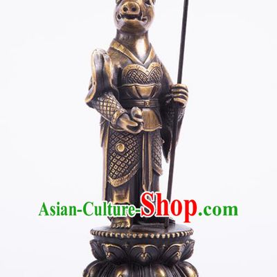 Chinese Traditional Feng Shui Items Taoism Bagua Brass Chinese Zodiac Pig Statue Decoration