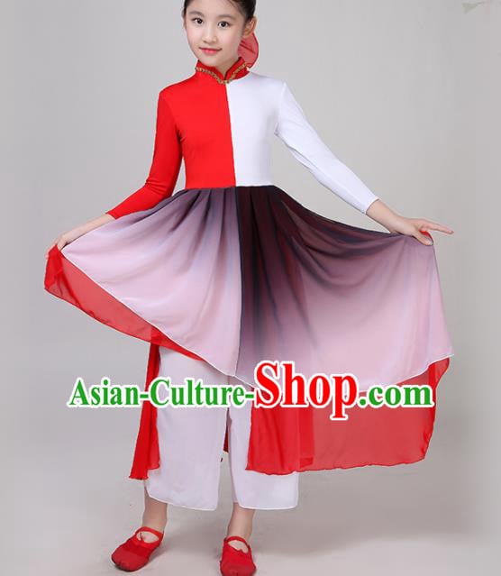 Chinese Traditional Folk Dance Costume Classical Dance Group Dance Red Dress for Kids Chinese Traditional Folk Dance Costume Classical Dance Group Dance Red Dress for Kids