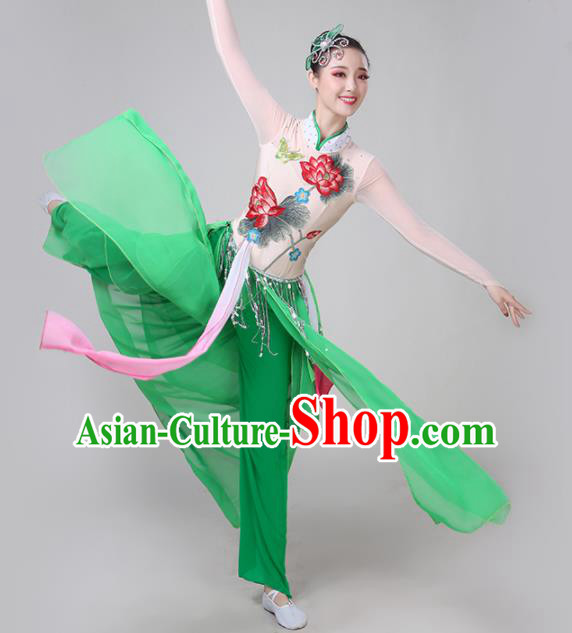 Chinese Traditional Lotus Dance Costume Classical Dance Group Dance Green Dress for Women Chinese Traditional Lotus Dance Costume Classical Dance Group Dance Green Dress for Women