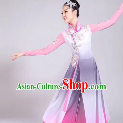 Chinese Traditional Stage Performance Umbrella Dance Costume Classical Dance Group Dance Pink Dress for Women