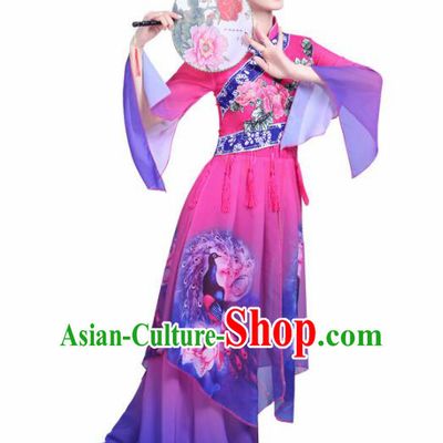 Chinese Traditional Fan Dance Stage Performance Purple Costume Folk Dance Yangko Dance Dress for Women