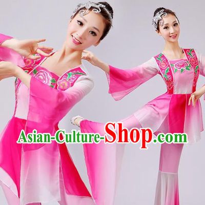 Chinese Traditional Fan Dance Pink Costume Folk Dance Stage Performance Yangko Dance Dress for Women