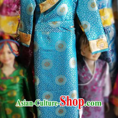 Chinese Traditional Tibetan Heishui Dance Blue Dress Zang Nationality Ethnic Costume for Women