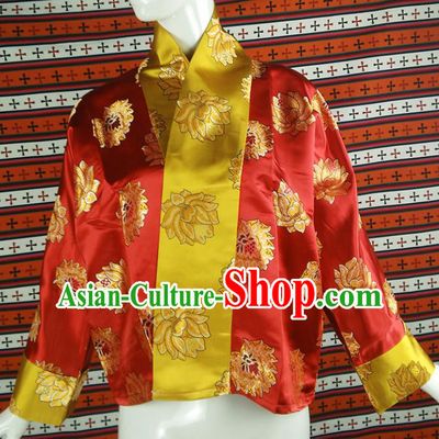 Chinese Traditional Tibetan Ethnic Red Blouse Zang Nationality Heishui Dance Costume for Women