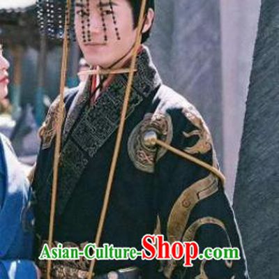The Lengend of Haolan Ancient Chinese Warring States Period Qin King Historical Costume and Headpiece for Men