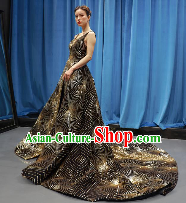 Top Grade Compere Black Trailing Full Dress Princess Wedding Dress Costume for Women Top Grade Compere Black Trailing Full Dress Princess Wedding Dress Costume for Women