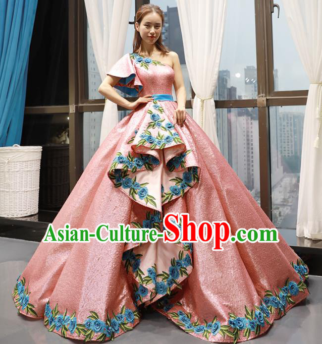 Top Grade Compere Pink Bubble Full Dress Princess Wedding Dress Costume for Women Top Grade Compere Pink Bubble Full Dress Princess Wedding Dress Costume for Women