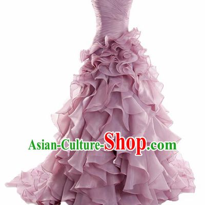 Top Grade Compere Veil Full Dress Princess Trailing Wedding Dress Costume for Women