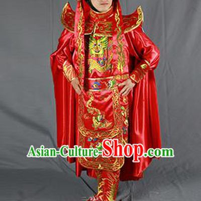 Chinese Traditional Sichuan Opera Embroidered Red Costume Face Changing Clothing Complete Set for Men