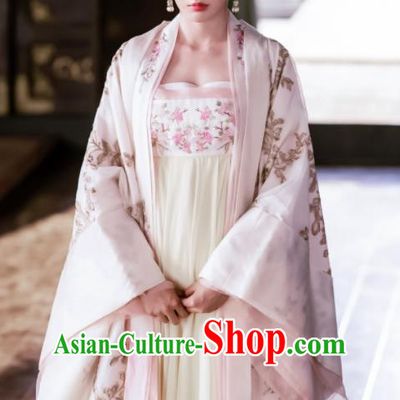 Traditional Chinese Tang Dynasty Princess Consort Hanfu Dress Ancient Drama Queen Embroidered Costume and Headpiece Complete Set