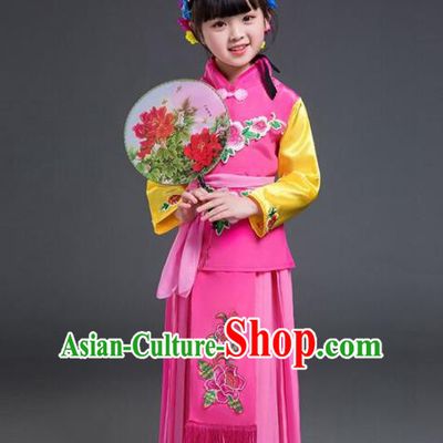 Chinese Traditional Beijing Opera Young Lady Costume Stage Performance Maidservants Clothing for Kids