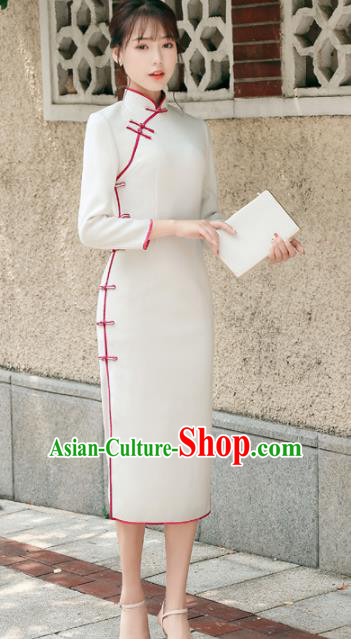Asian Chinese Traditional Cheongsam Classical White Qipao Dress for Women Asian Chinese Traditional Cheongsam Classical White Qipao Dress for Women
