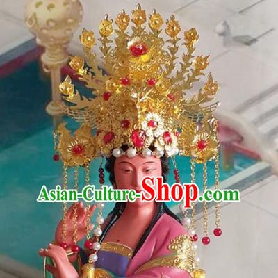 Chinese Traditional Goddess Hair Accessories Ancient Golden Tassel Phoenix Coronet for Women