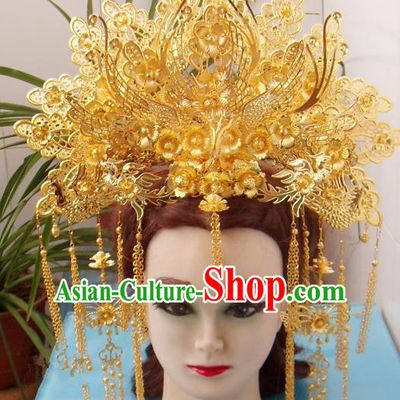 Chinese Traditional Goddess Hair Accessories Ancient Princess Hairpins Golden Phoenix Coronet for Women