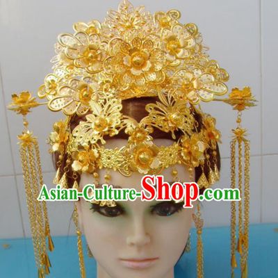 Chinese Traditional Goddess Hairpins Golden Phoenix Coronet Ancient Queen Hair Accessories for Women