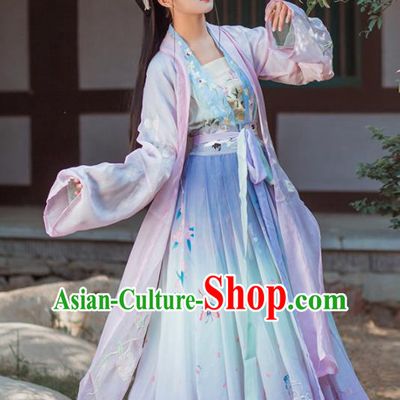 Chinese Traditional Hanfu Dress Ancient Tang Dynasty Palace Princess Embroidered Costume for Women
