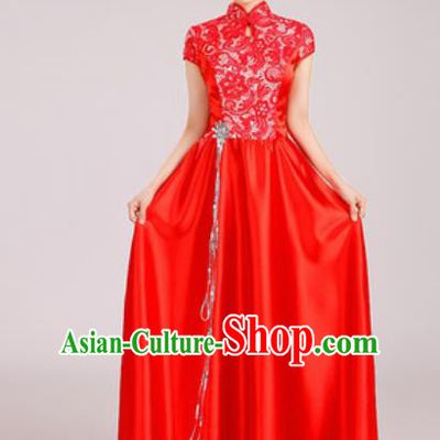 Chinese Traditional Chorus Red Dress Opening Dance Modern Dance Costume for Women