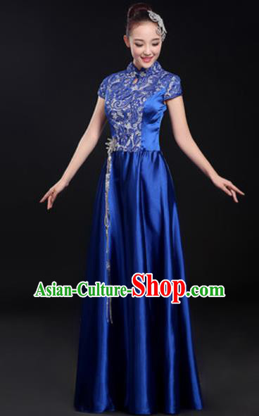 Chinese Traditional Chorus Royalblue Dress Opening Dance Modern Dance Costume for Women