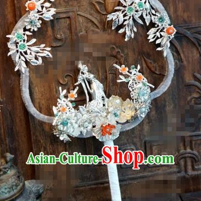 Chinese Traditional Palace Fans Ancient Queen Argent Round Fans for Women