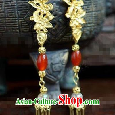Chinese National Wedding Jewelry Accessories Handmade Traditional Agate Earrings for Women