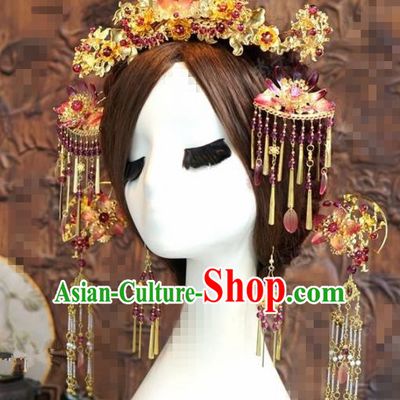 Chinese Traditional Handmade Phoenix Coronet Ancient Hairpins Hair Accessories Complete Set for Women