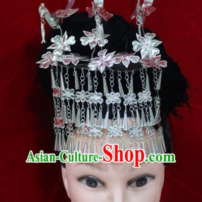 Traditional Chinese Hair Accessories Miao Nationality Sliver Birds Phoenix Coronet Ethnic Female Hairpins for Women