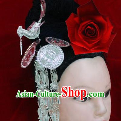 Traditional Chinese Hair Accessories Tassel Step Shake Miao Nationality Sliver Ethnic Female Hairpins for Women