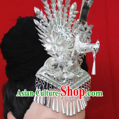 Traditional Chinese Hair Accessories Miao Nationality Sliver Bird Ethnic Female Hairpins for Women
