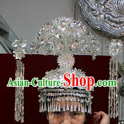 Traditional Chinese Ethnic Wedding Phoenix Coronet Hair Accessories Miao Nationality Bride Hairpins for Women