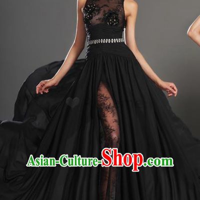 Top Grade Compere Modern Fancywork Costume Black Veil Full Dress Princess Wedding Dress for Women
