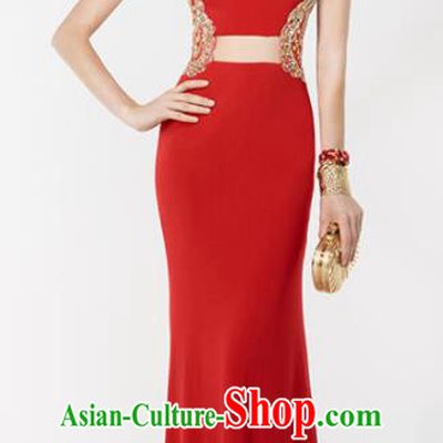 Top Grade Red Full Dress Compere Modern Fancywork Costume Princess Wedding Dress for Women