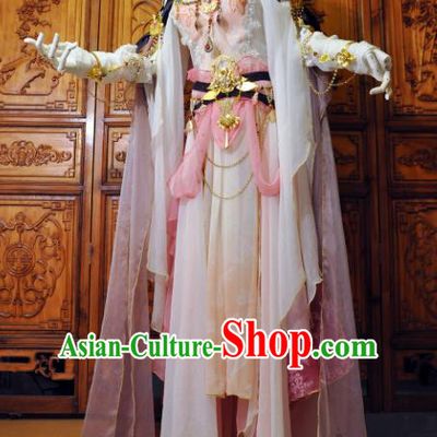 Chinese Traditional Cosplay Princess Pink Costume Ancient Peri Swordswoman Dress for Women