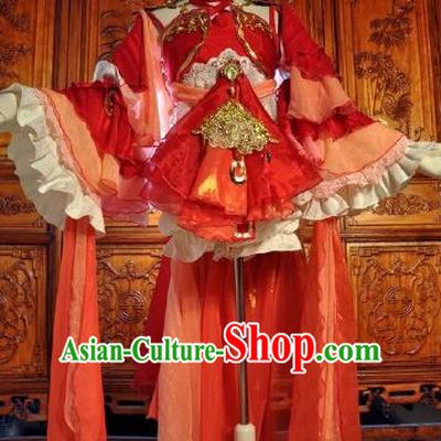 Chinese Traditional Cosplay Heroine Costume Ancient Swordswoman Female Knight Red Dress for Women