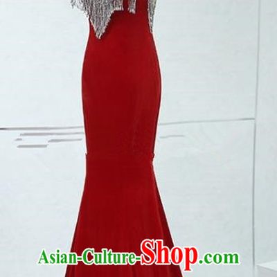 Professional Compere Sexy Red Full Dress Top Grade Modern Dance Stage Performance Costume for Women