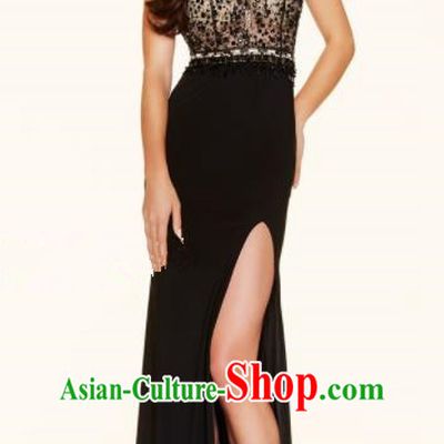 Professional Compere Costume Black Full Dress Top Grade Modern Dance Princess Wedding Dress for Women