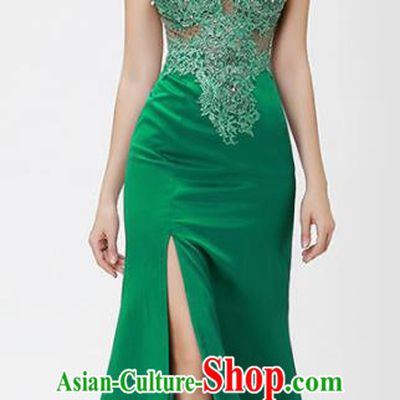 Top Grade Modern Fancywork Embroidered Green Formal Dress Compere Catwalks Costume for Women