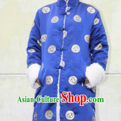 Chinese Traditional Tibetan Ethnic Royalblue Dust Coat Zang Nationality Heishui Dance Costume for Women